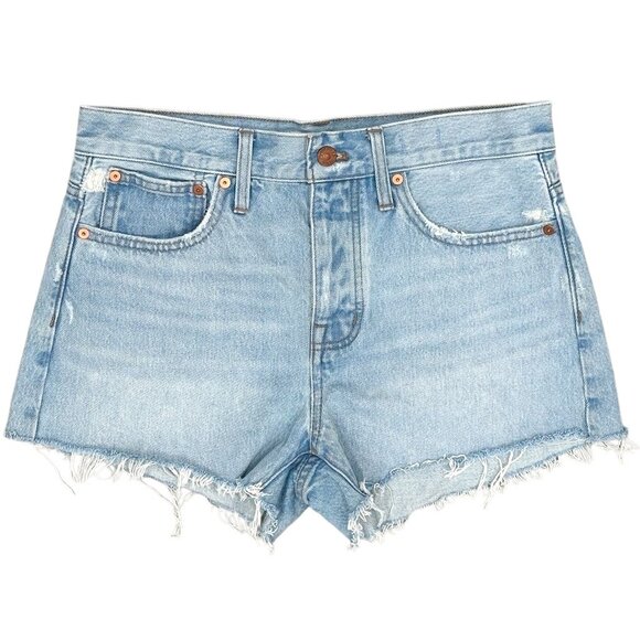 Madewell Relaxed Denim Cut-Off Shorts in Cedarcroft Wash Light Denim Size 26 - Picture 5 of 16